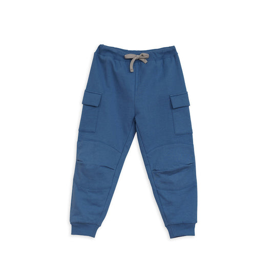 Blå joggingbukser til børn sweatpants i lækker kvalitet Sidelommer og knælapper